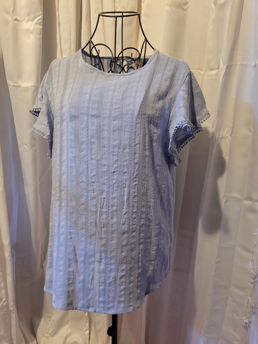 Como Vintage Light Blue Short Sleeve Textured Tee